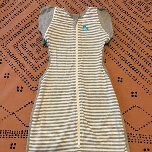 Love to Dream Striped Swaddle in Gray and White